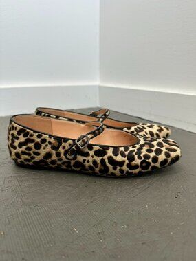 J. Crew Leopard Print Calf Hair Anya Mary Jane Flats Size 7